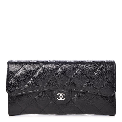 Chanel Caviar Quilted Large Gusset Flap Wallet Black 1 of 8