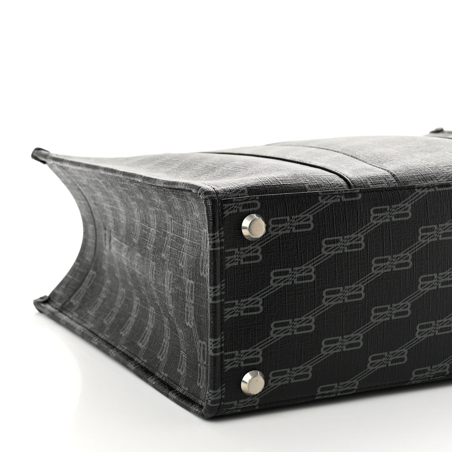 Coated Canvas BB Monogram Hardware Tote Black White