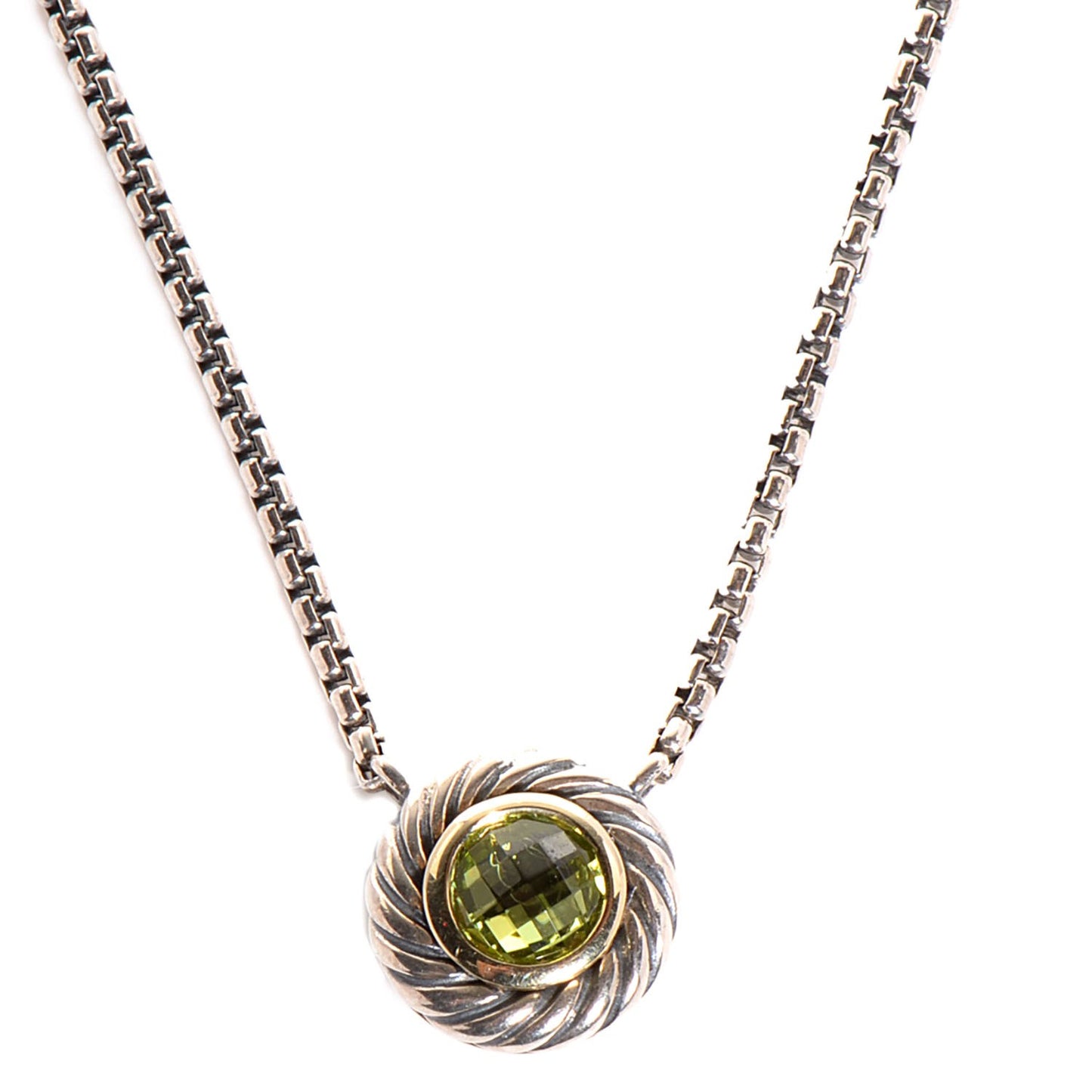 Sterling Silver 18K Yellow Gold Peridot Cookie Pendant Necklace