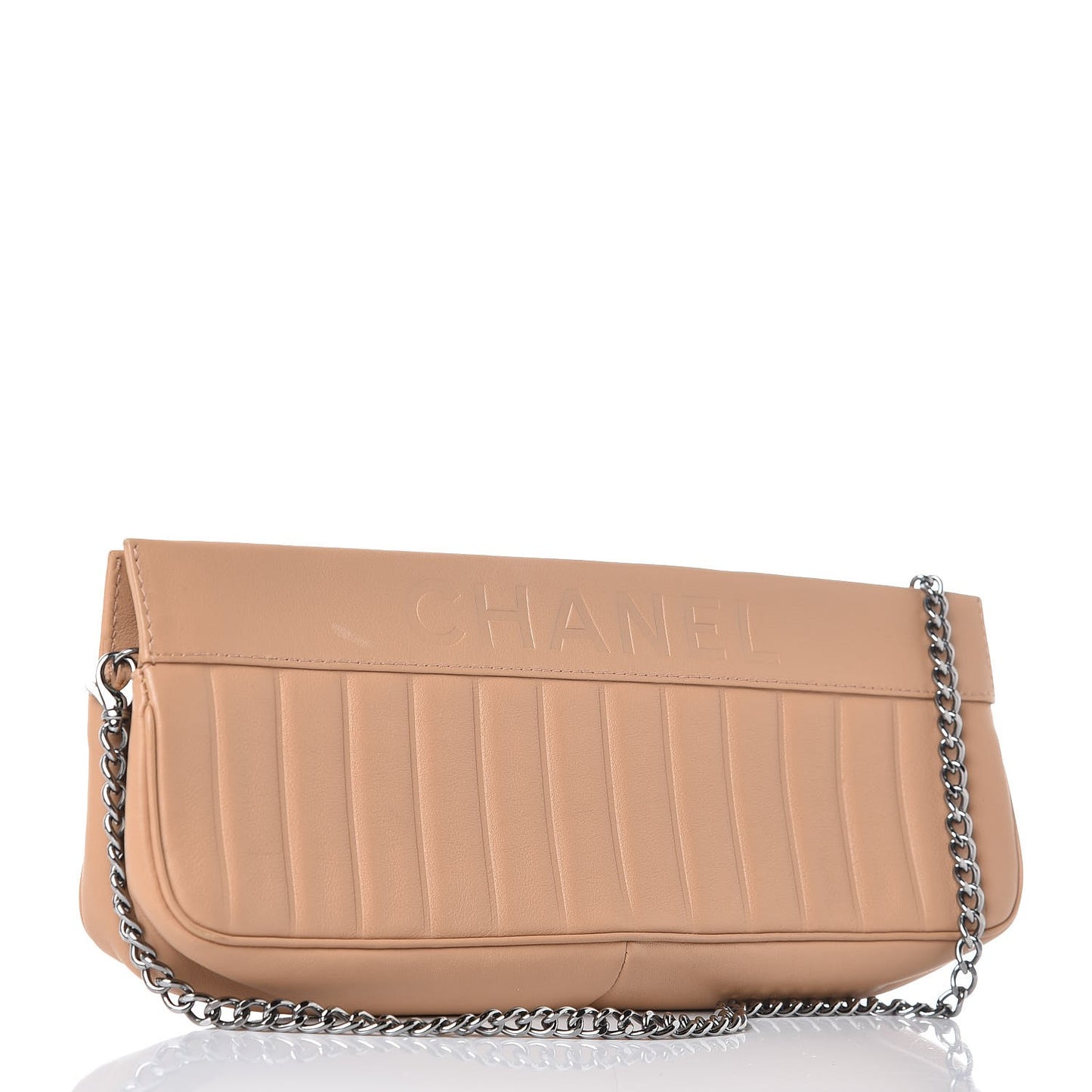 Calfskin Vertical Quilted Convertible Clutch Beige