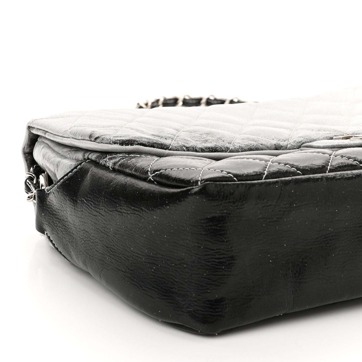 Vinyl Quilted Jumbo Melrose Degrade Flap Black