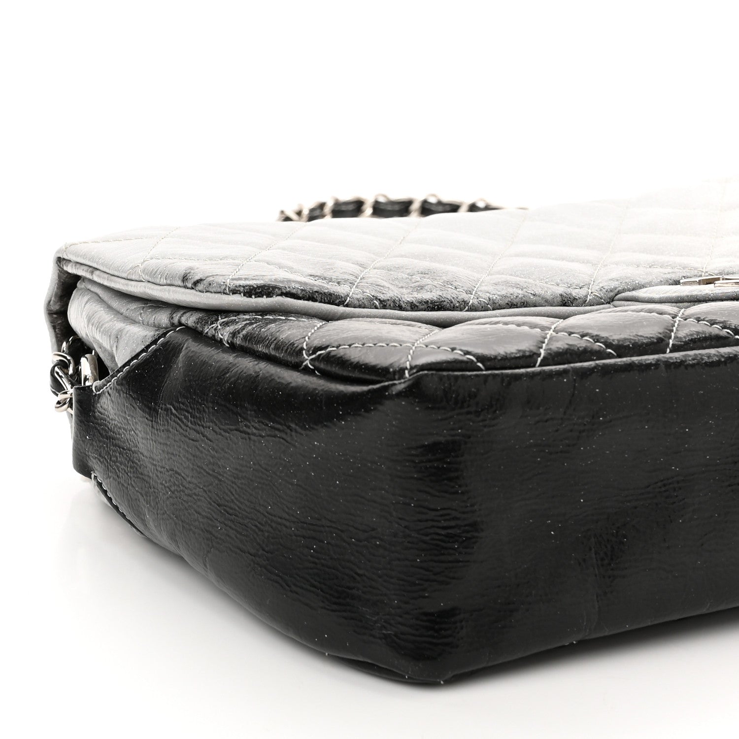 Chanel Vinyl Quilted Jumbo Melrose Degrade Flap Black 9 of 10