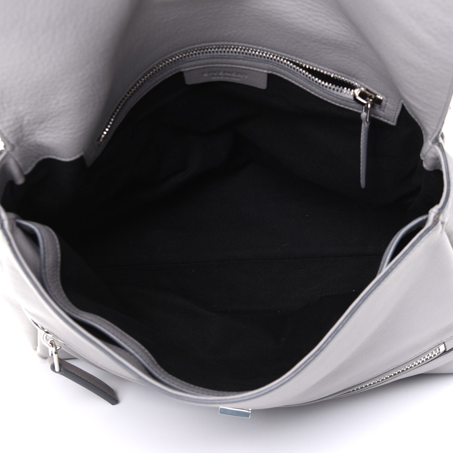 Grained Calfskin Medium Pandora Pure Flap Bag Pearl Grey