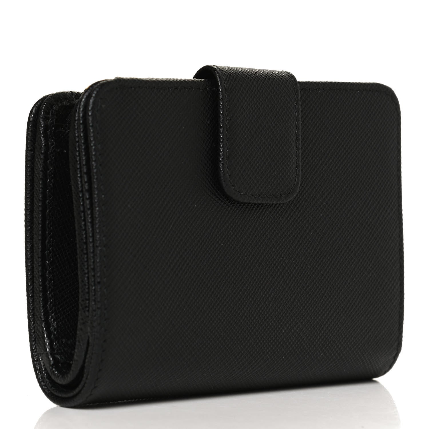 Prada Saffiano Metal Compact Wallet Black 3 of 10