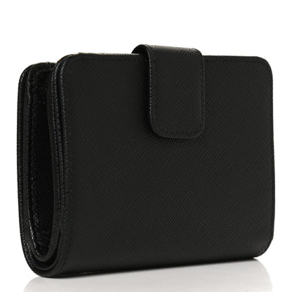 Prada Saffiano Metal Compact Wallet Black 3 of 10