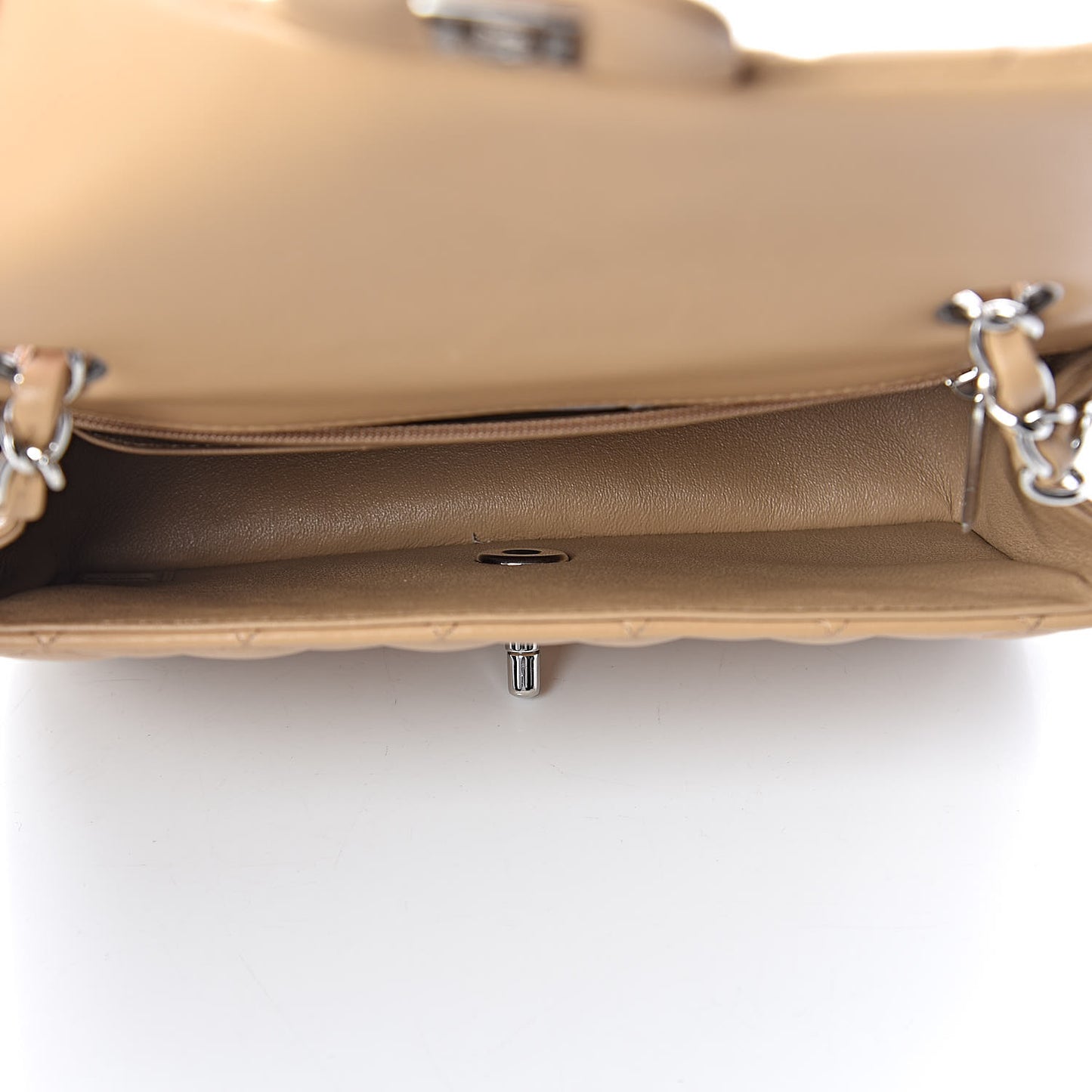 Lambskin Quilted Mini Rectangular Flap Beige