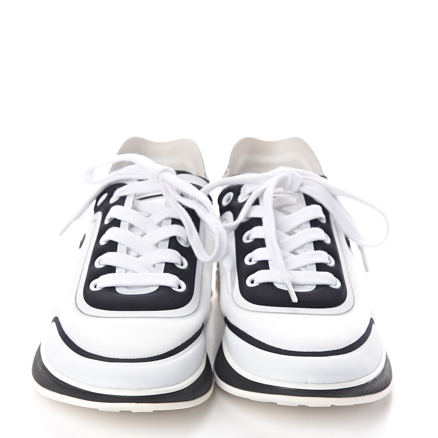 Chanel Suede Calfskin Stretch Fabric CC Sneakers 37 White 2 of 7