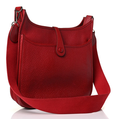 Hermes Taurillon Clemence Evelyne II PM Rouge Garance 2 of 6