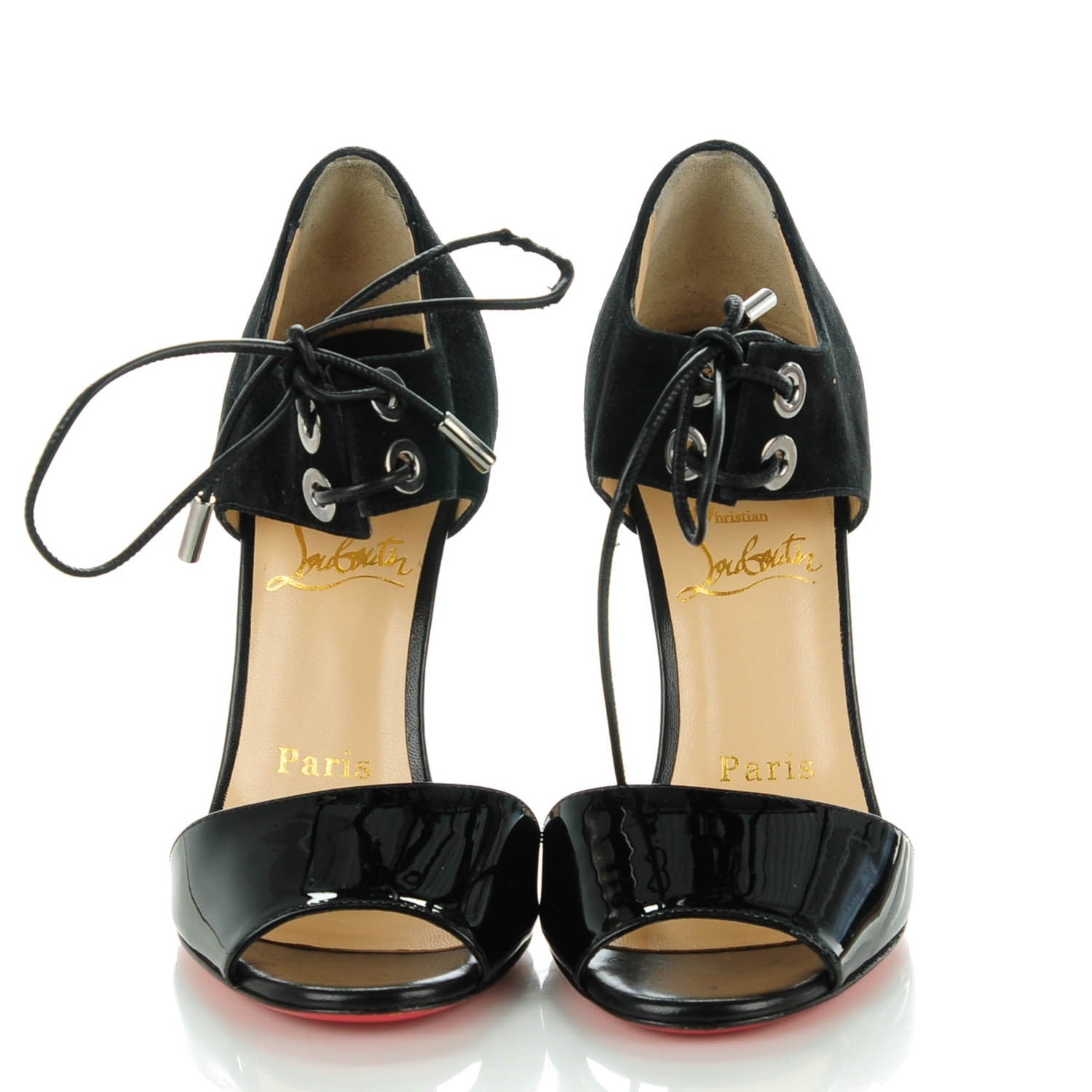 Christian Louboutin Patent Suede Mayerling 100 Sandals 35 Black 3 of 10