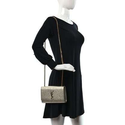 Saint Laurent Metallic Calfskin Small Classic Monogram Kate Satchel Gold 2 of 9