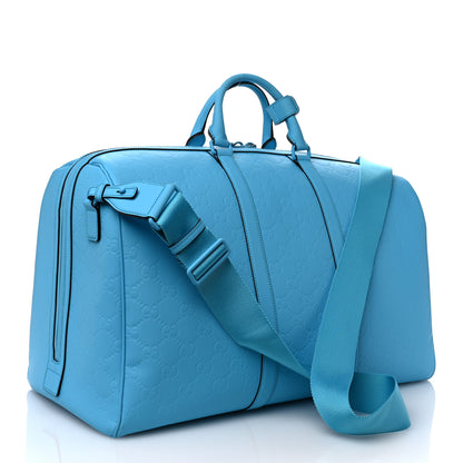 Gucci Rubber Effect GG Embossed Large Duffle Bag Bright Blue 2 of 9