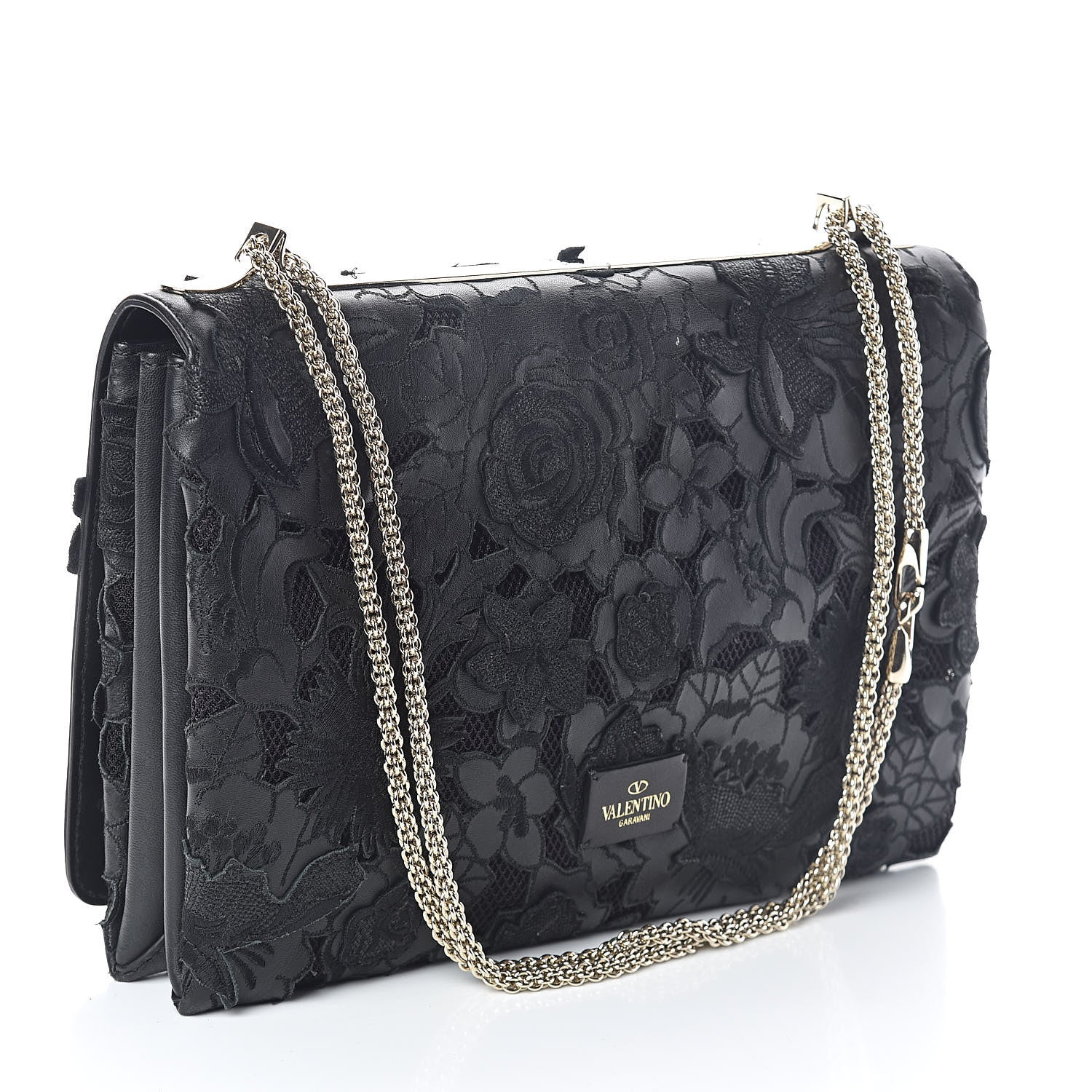 Valentino Garavani Lambskin Lace Large Girello Flap Black 3 of 9