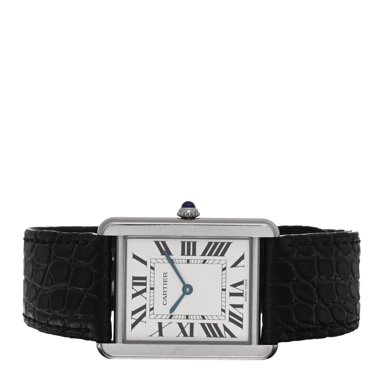 Cartier Stainless Steel Alligator 27mm Tank Solo Quartz Watch 2 of 5