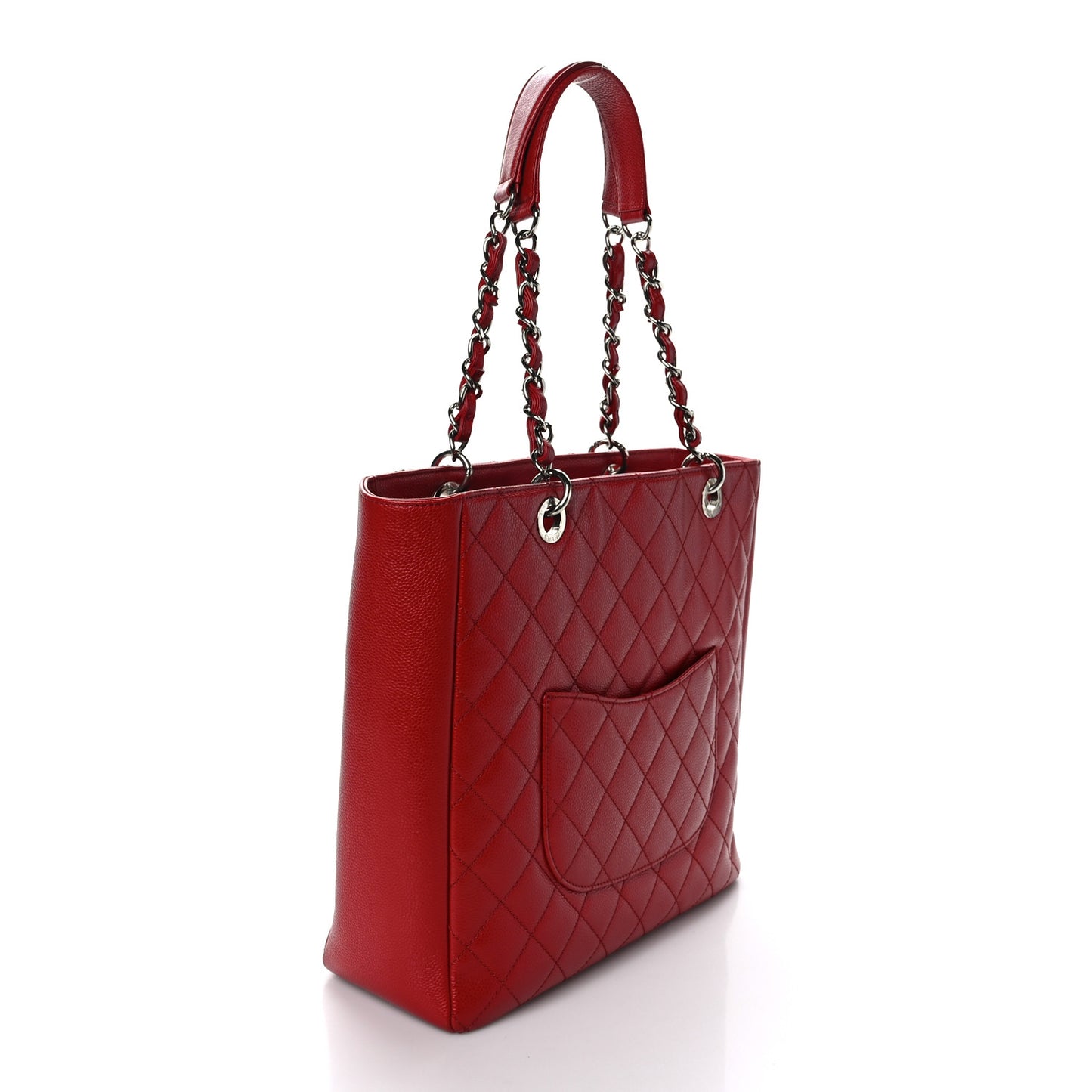 Caviar Quilted Vertical Grand Shopping Tote GST Red