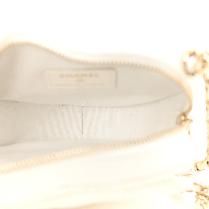 Chanel Lambskin Quilted CC In Love Heart Clutch With Chain White 5 of 12
