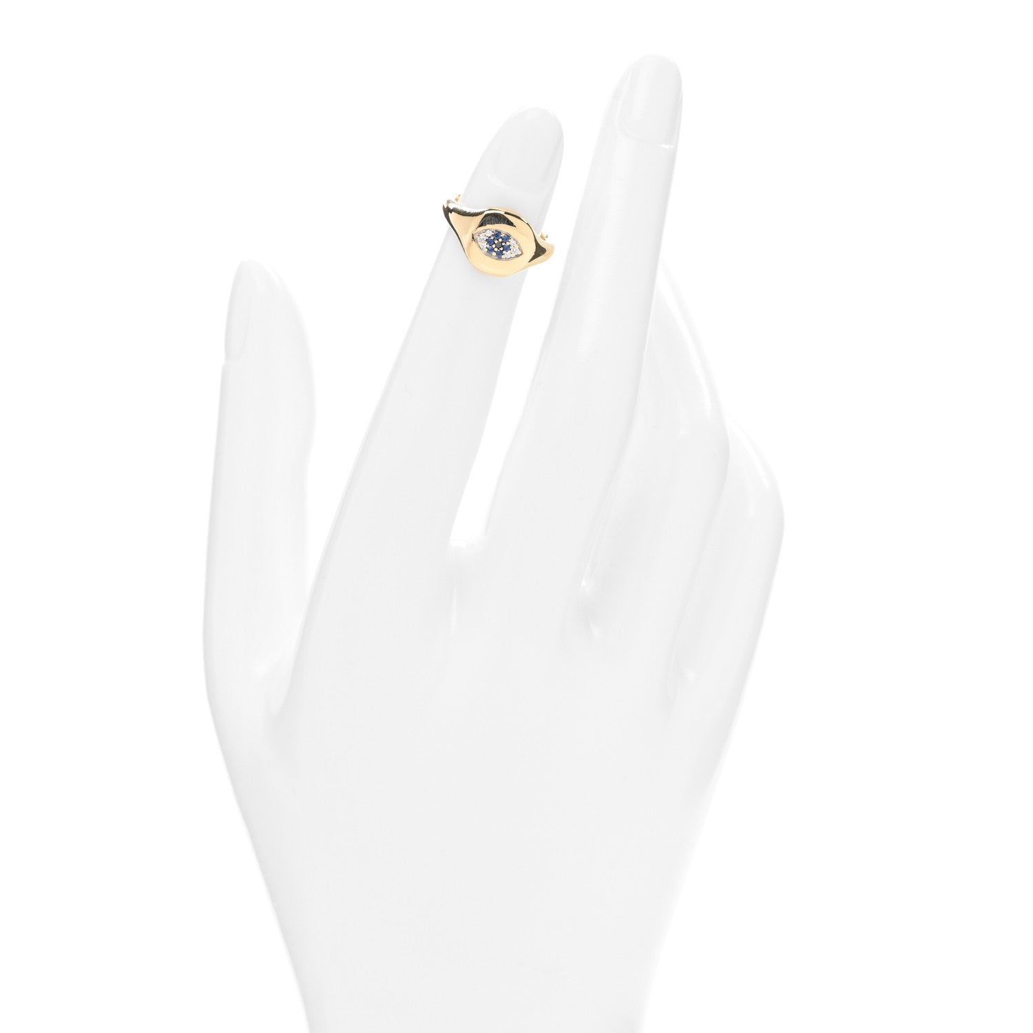 David Yurman 18K Yellow Gold Diamond Blue Sapphire Cable Collectibles Evil Eye Pinky Ring 41 2.25 2 of 4