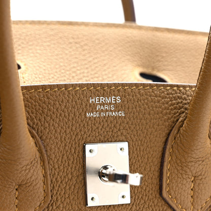 Hermes Togo Verso Birkin 25 Bronze Dore Bleu Brume 5 of 9