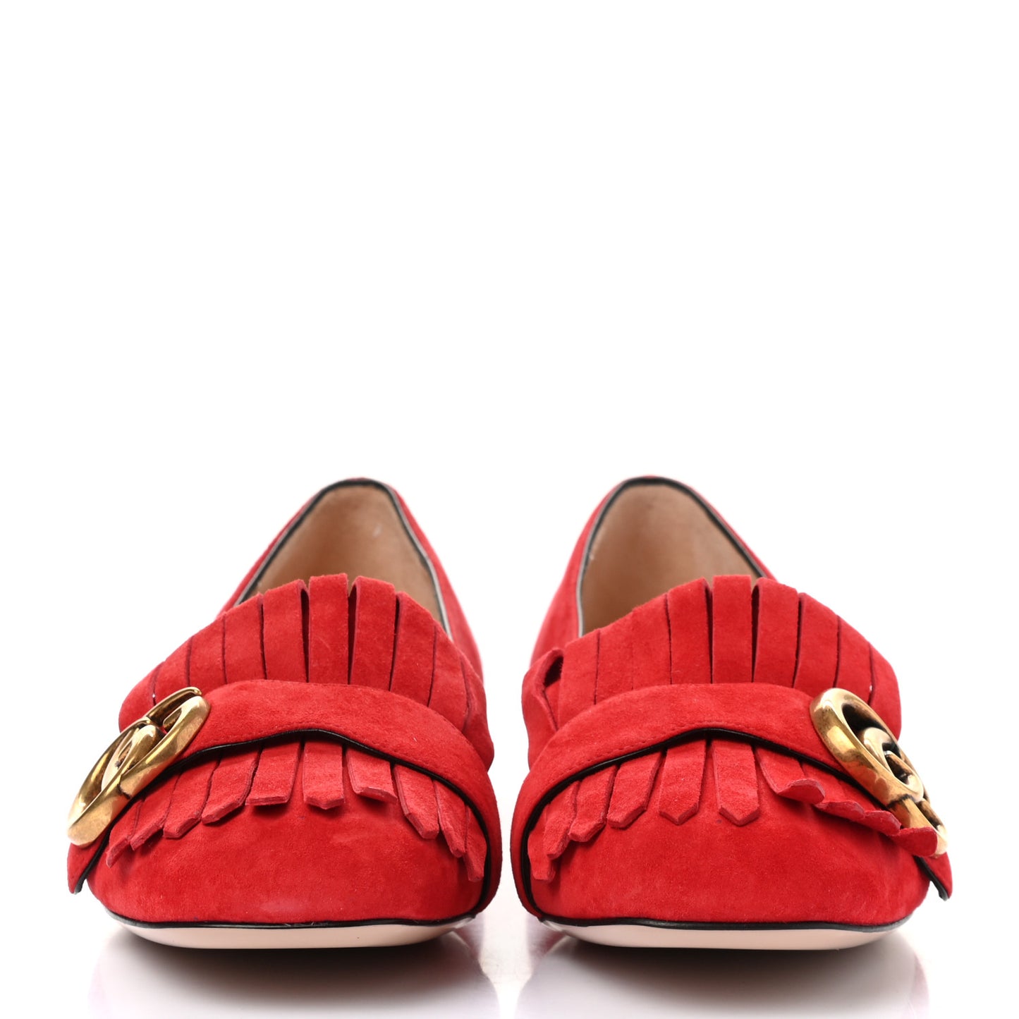 Kid Scamosciato GG Marmont Fringe Flats 36 Red