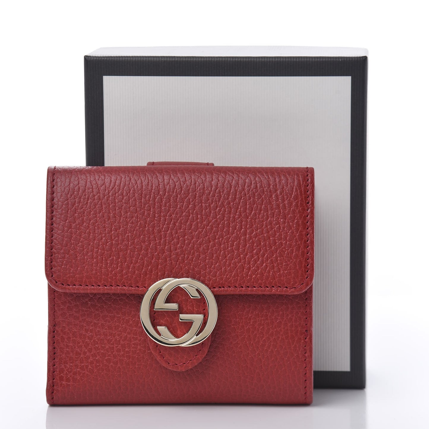 Dollar Calfskin Interlocking G French Wallet Rosso