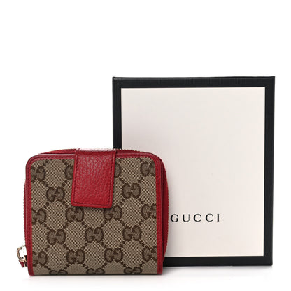 Gucci Monogram Dollar Calfskin Zip Around French Flap Wallet Beige Ebony Rosso 11 of 11