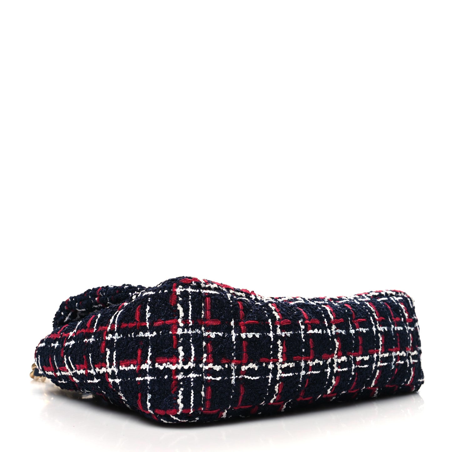 Tweed Quilted Large Chanel 19 Flap Navy Blue White Red