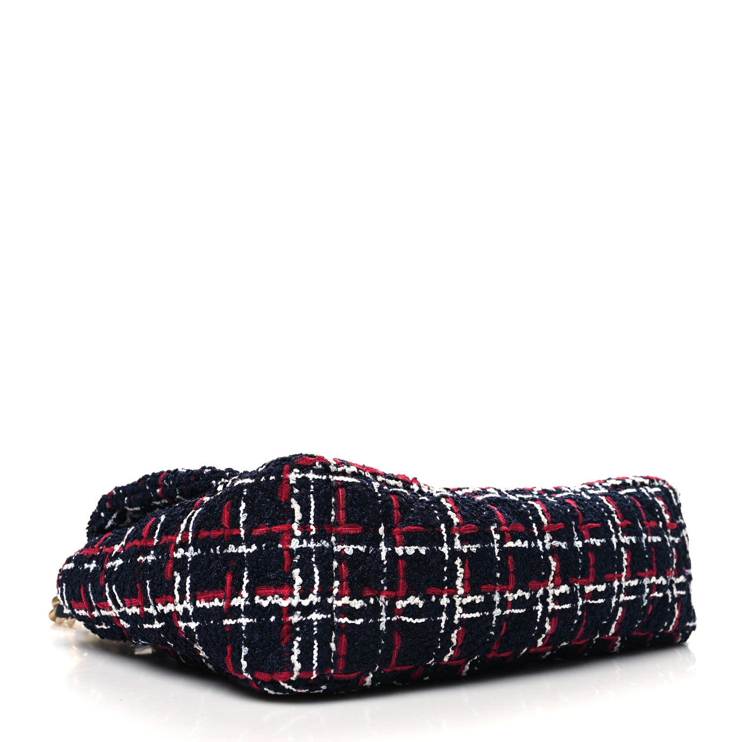Chanel Tweed Quilted Large Chanel 19 Flap Navy Blue White Red 4 of 10