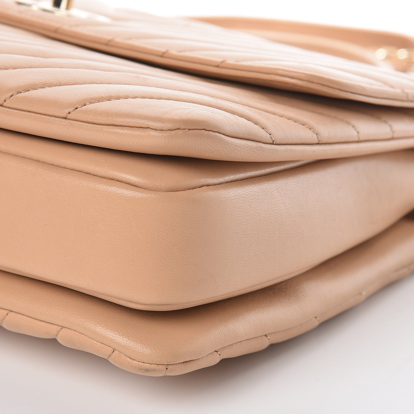 Lambskin Chevron Quilted Medium Trendy CC Dual Handle Flap Bag Beige
