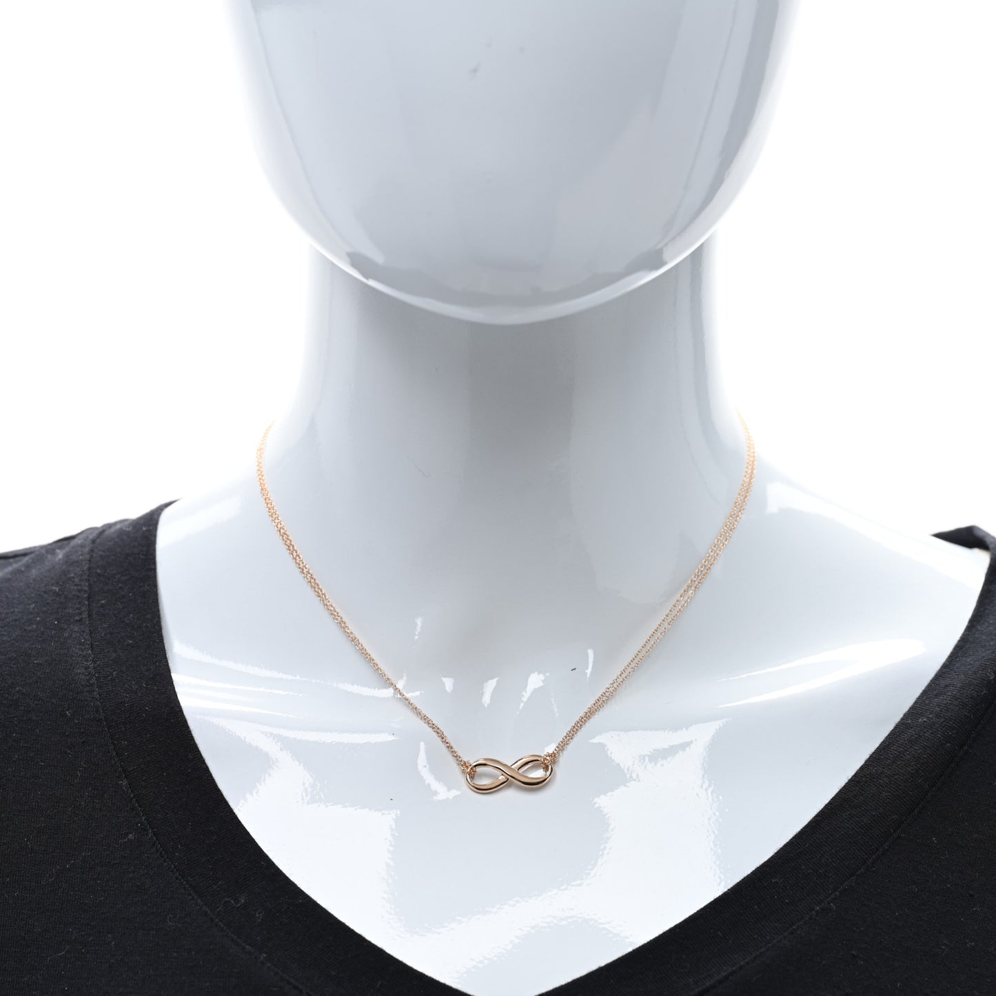 18K Rose Gold Infinity Double Chain Pendant Necklace