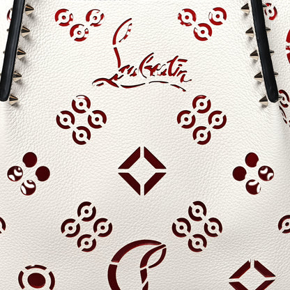 Christian Louboutin Calfskin Loubinthesky Small Perforated Cabarock Spikes Tote Snow 7 of 9