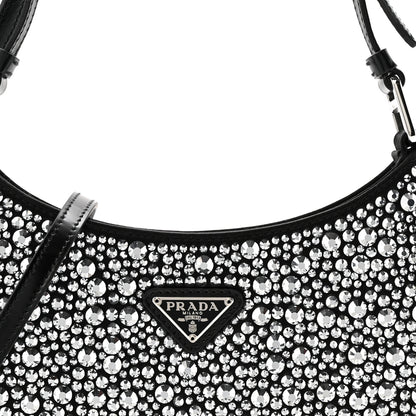 Prada Satin Crystal Cleo Adjustable Strap Shoulder Bag Metal 7 of 11