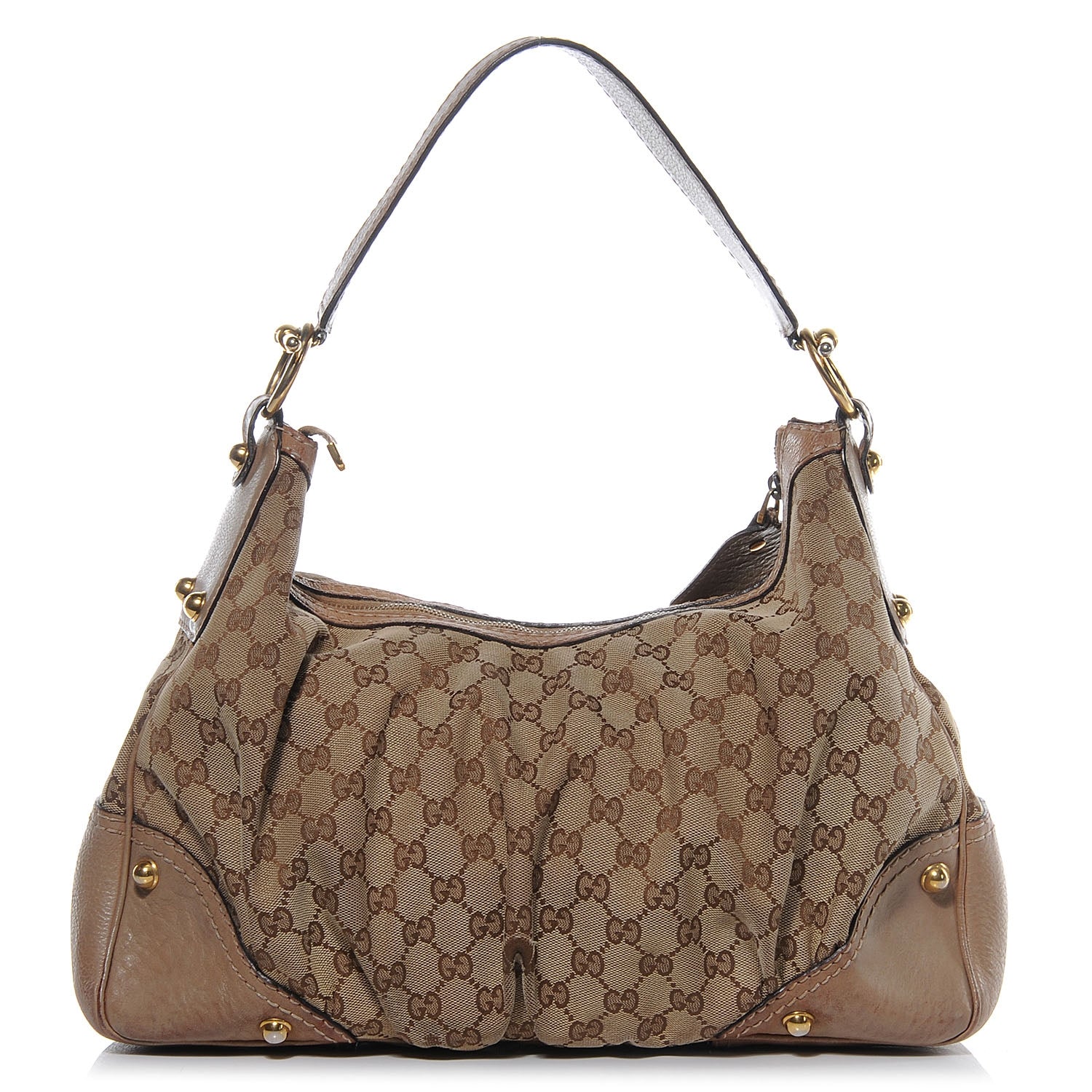 Gucci Monogram GG Medium Jockey Hobo Shoulder Bag Beige 1 of 9