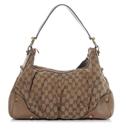 Gucci Monogram GG Medium Jockey Hobo Shoulder Bag Beige 1 of 9
