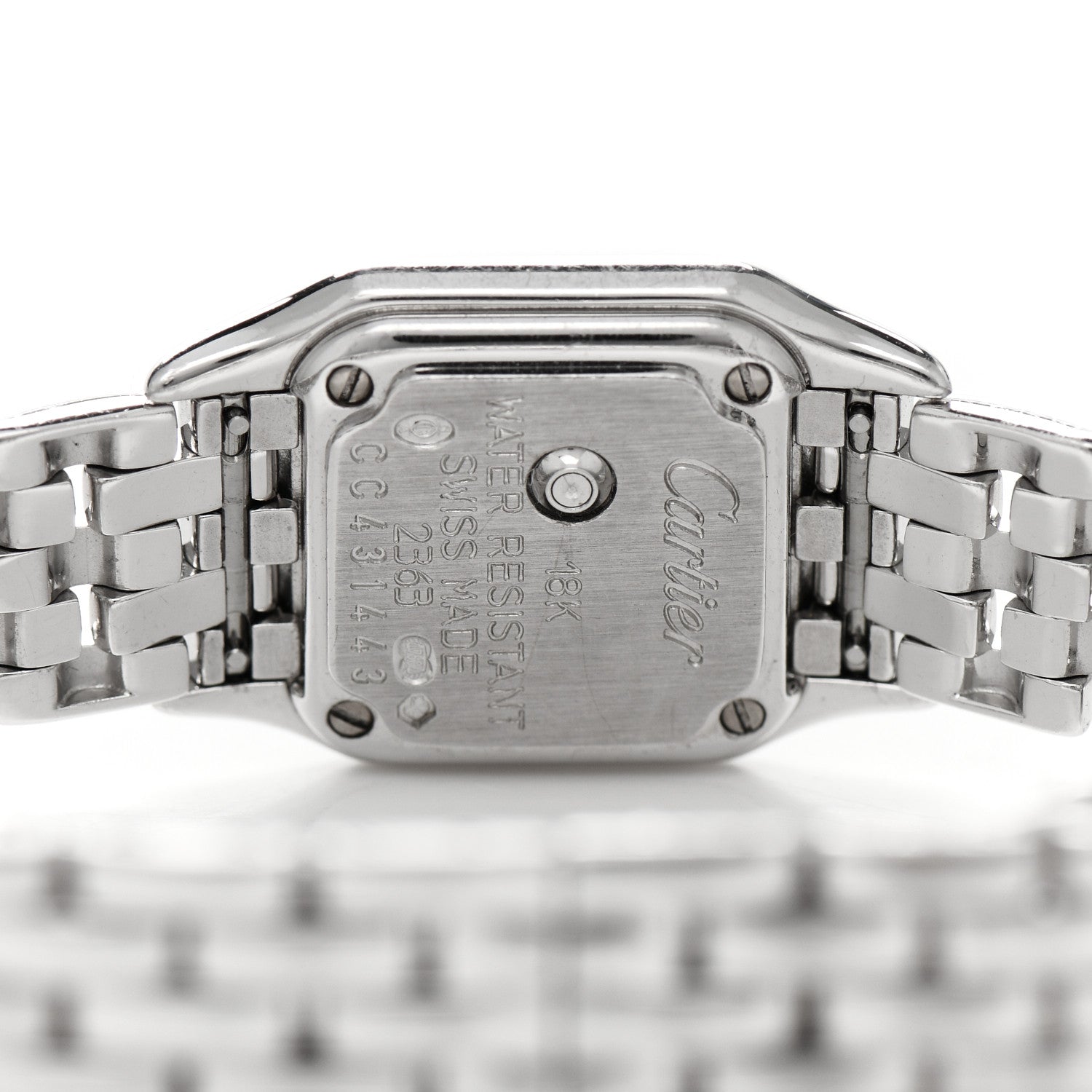 Cartier 18K White Gold Diamond Bezel 17mm Double Row Panthere Quartz Watch 4 of 5