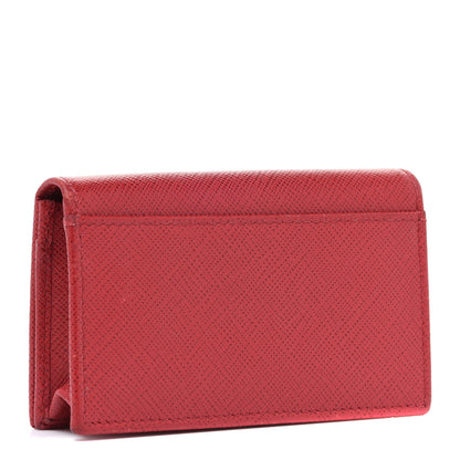 Prada Saffiano Metal Card Holder Rosso 3 of 10