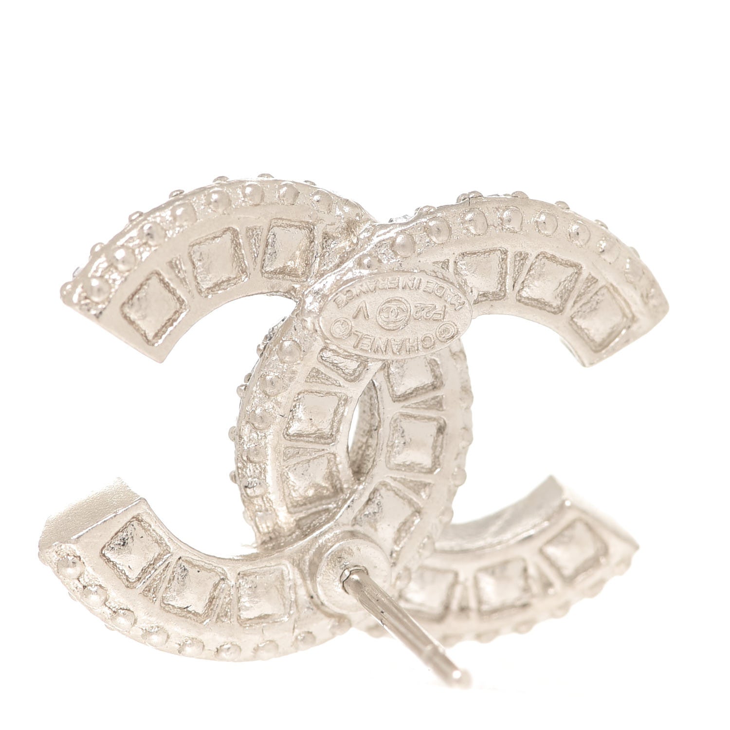 Chanel Crystal Timeless CC Earrings Light Gold 4 of 5