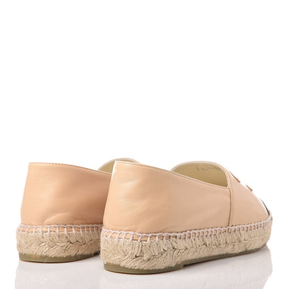 Chanel Lambskin CC Espadrilles 38 Beige Black 4 of 13
