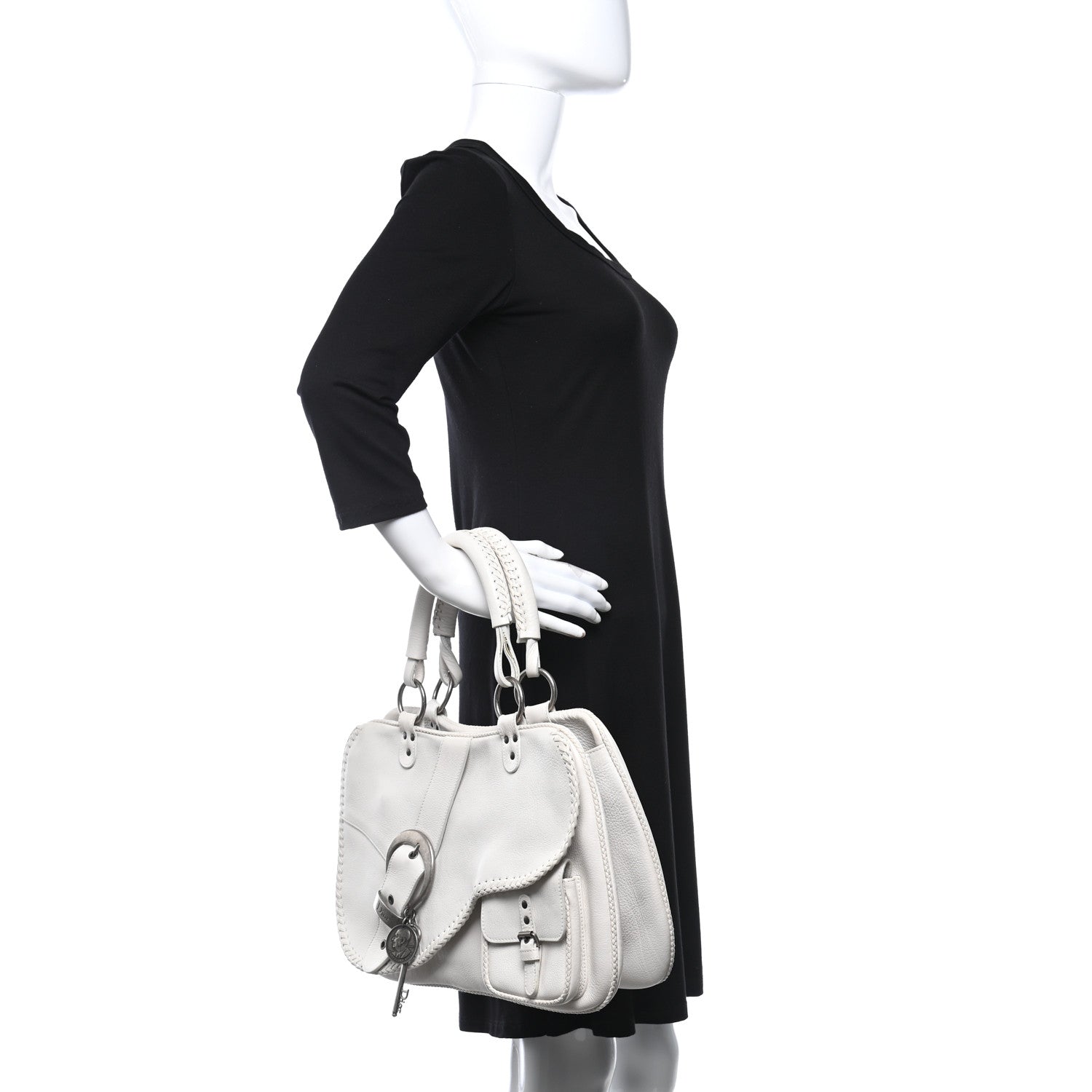 Christian Dior Calfskin Braided Gaucho Double Saddle Bag White 3 of 10