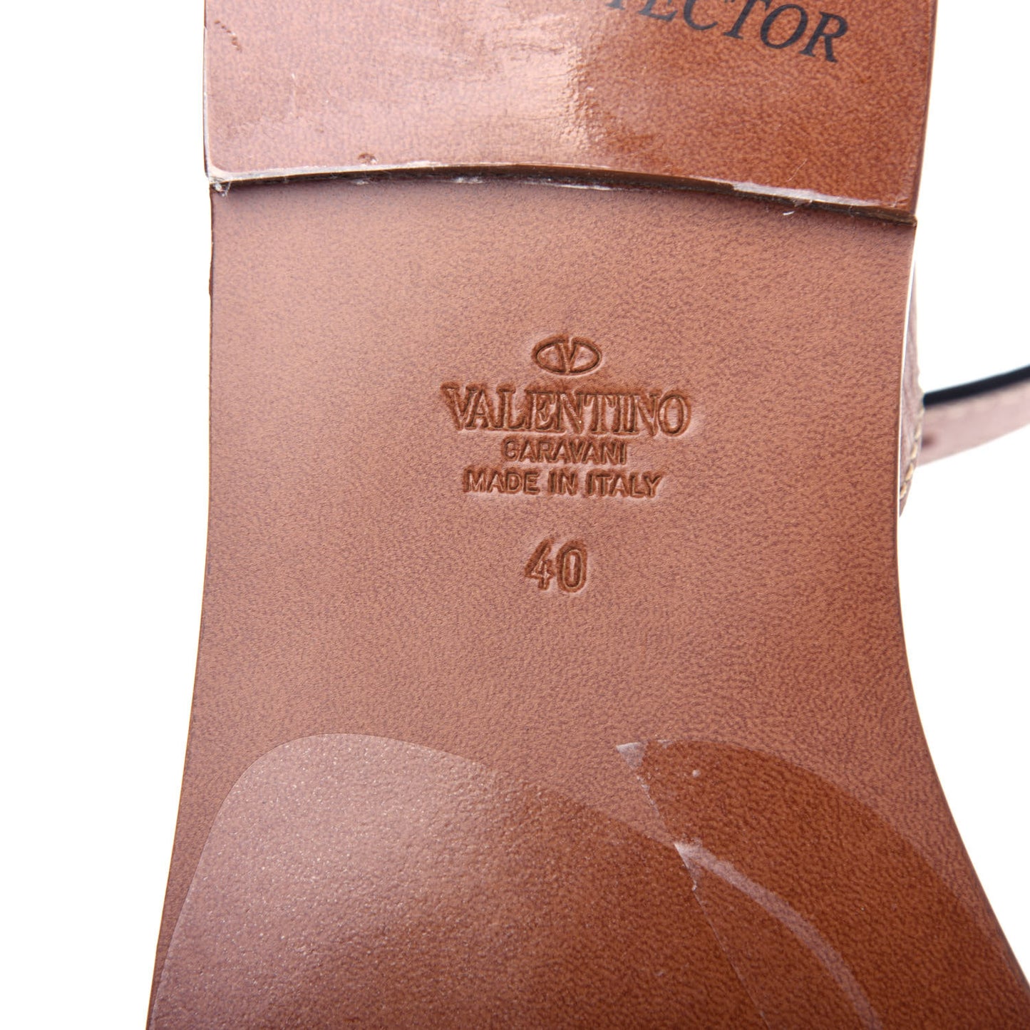 Grainy Cowhide Vlogo Ankle Strap Flat Sandals 40 Cuoio