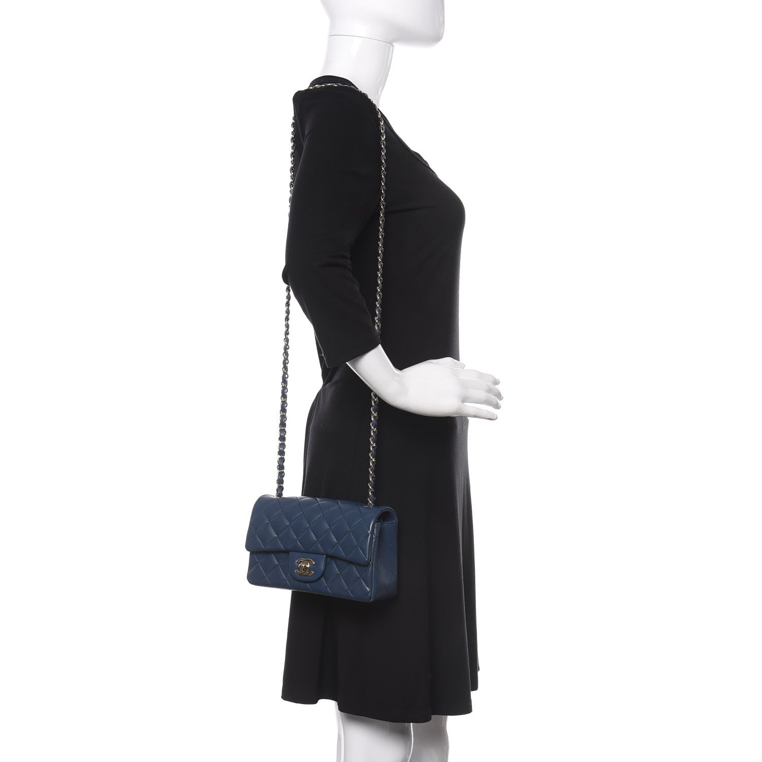 Chanel Lambskin Quilted Mini Rectangular Flap Blue 2 of 13