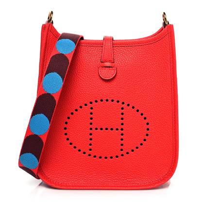 Hermes Taurillon Maurice Flipperball Sangle Evelyne TPM Rouge De Coeur Bleu Frida 1 of 9