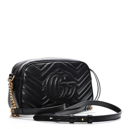 Gucci Calfskin Matelasse Small GG Marmont Chain Shoulder Bag Black 3 of 7