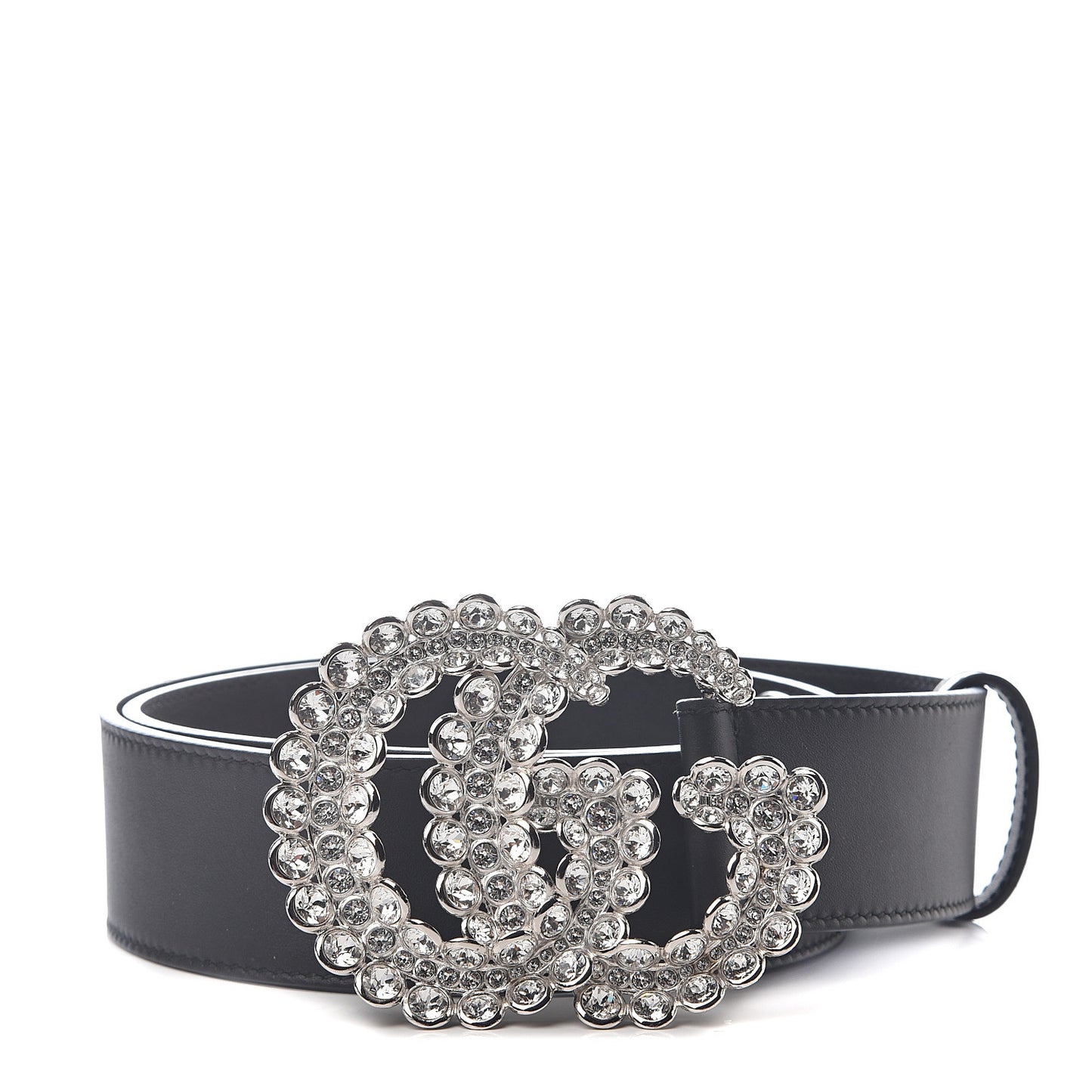 Calfskin Crystal Double G 40mm Belt 85 34 Black