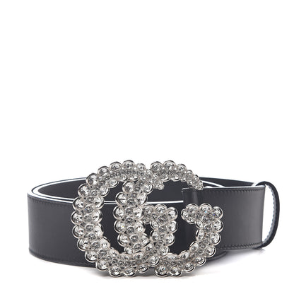 Gucci Calfskin Crystal Double G 40mm Belt 85 34 Black 1 of 5