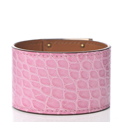 Hermes Matte Alligator Kelly Dog Bracelet T2 5P Pink 3 of 6