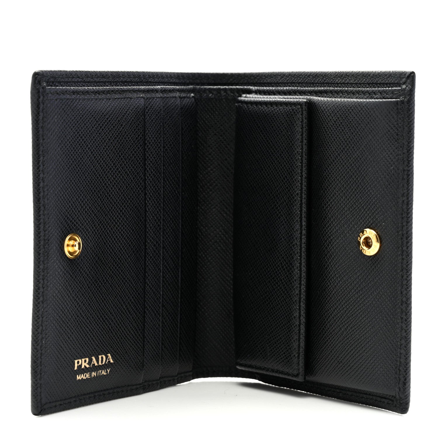 Prada Saffiano Triangle Bi-Fold Wallet Black 6 of 9