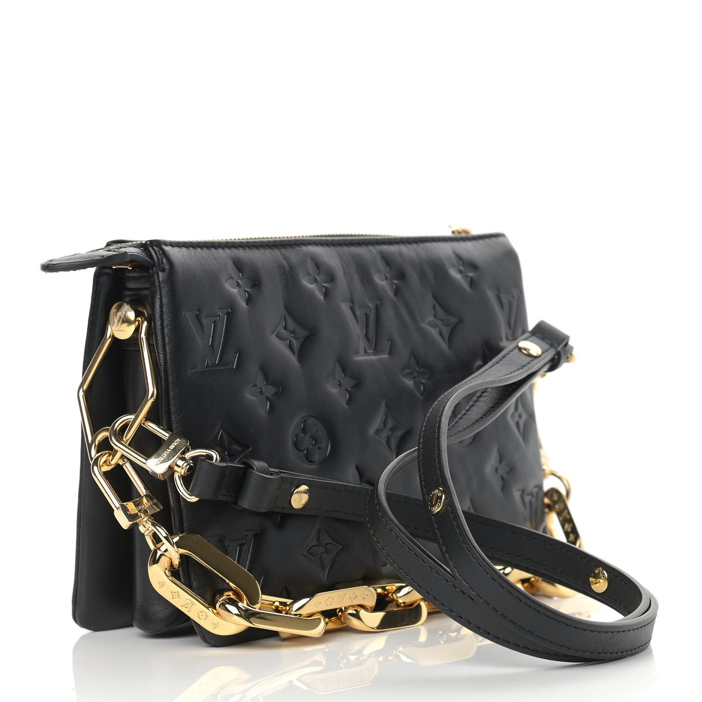 Lambskin Embossed Monogram Coussin BB Black