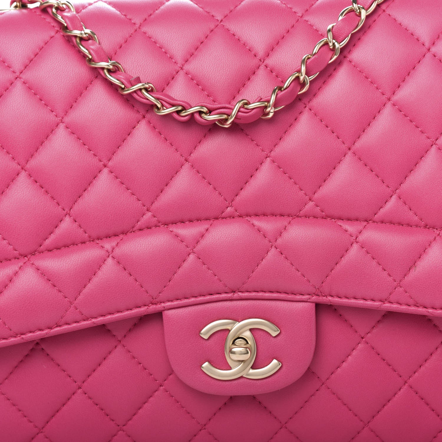 Chanel Lambskin Quilted Jumbo Mademoiselle Chic Flap Fuchsia 16 of 16