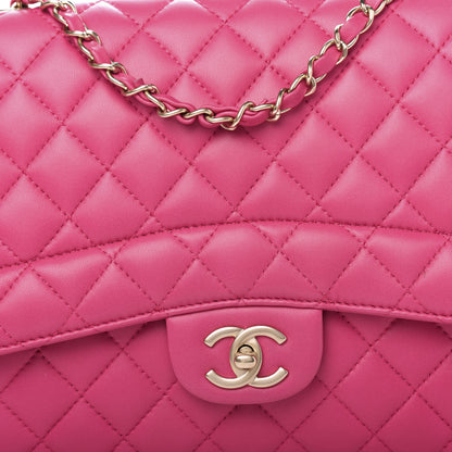 Chanel Lambskin Quilted Jumbo Mademoiselle Chic Flap Fuchsia 16 of 16