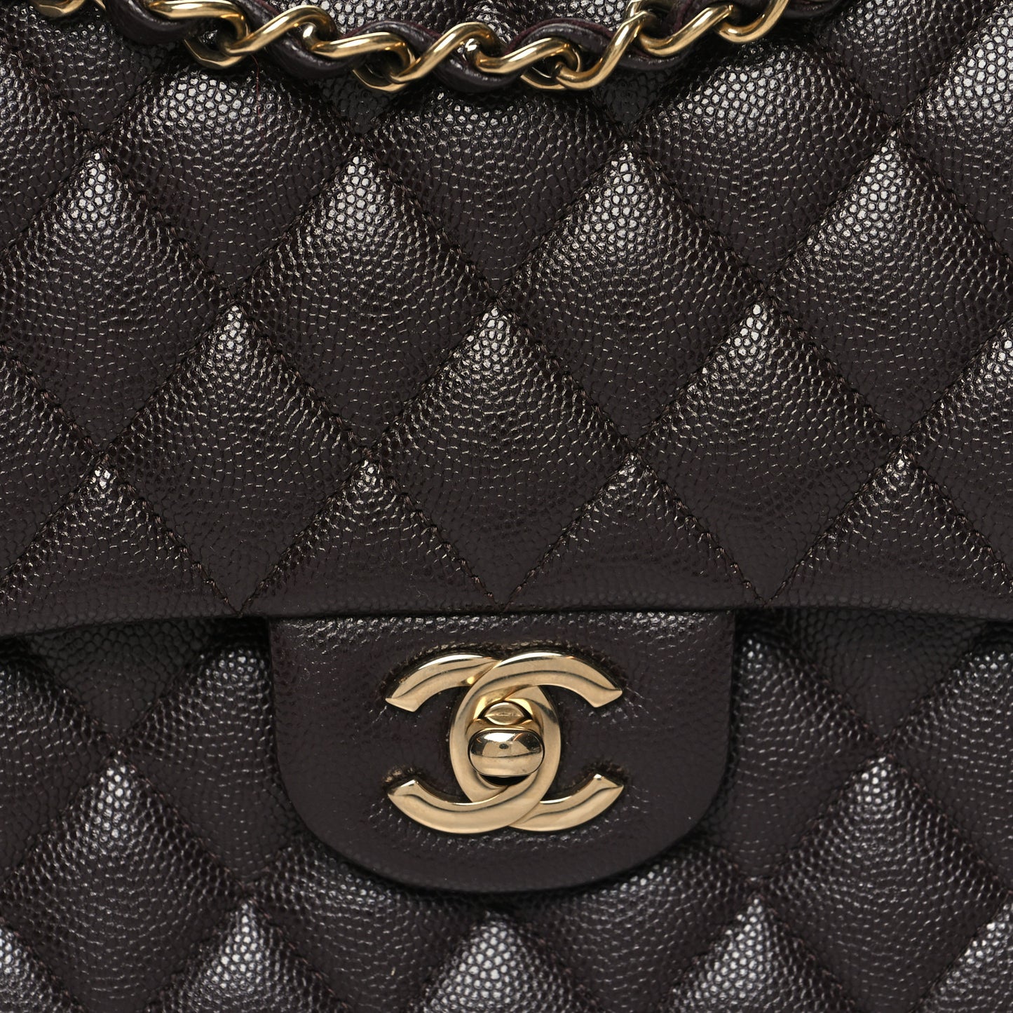 Caviar Quilted Small Double Flap Dark Brown