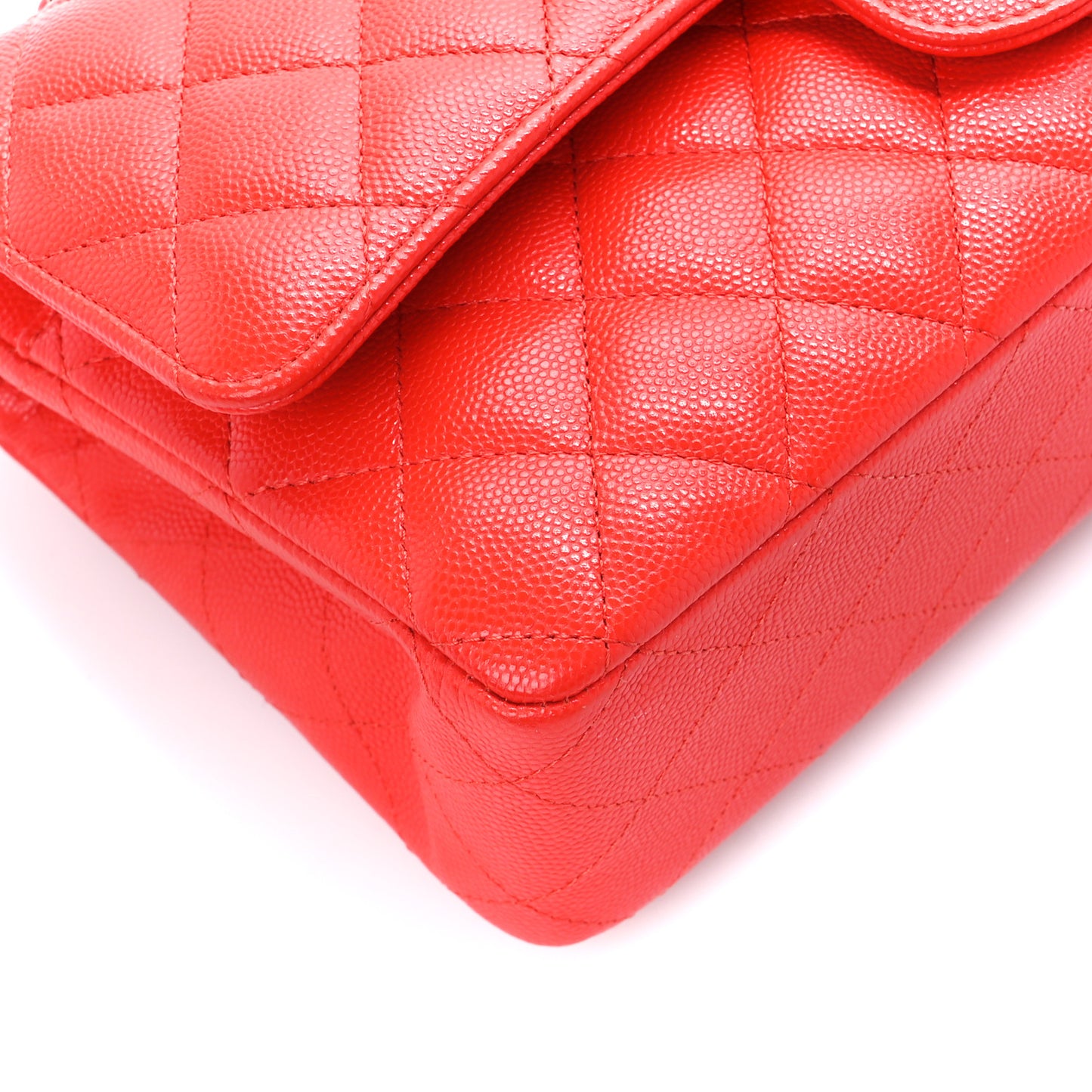 Caviar Quilted Medium Double Flap Red